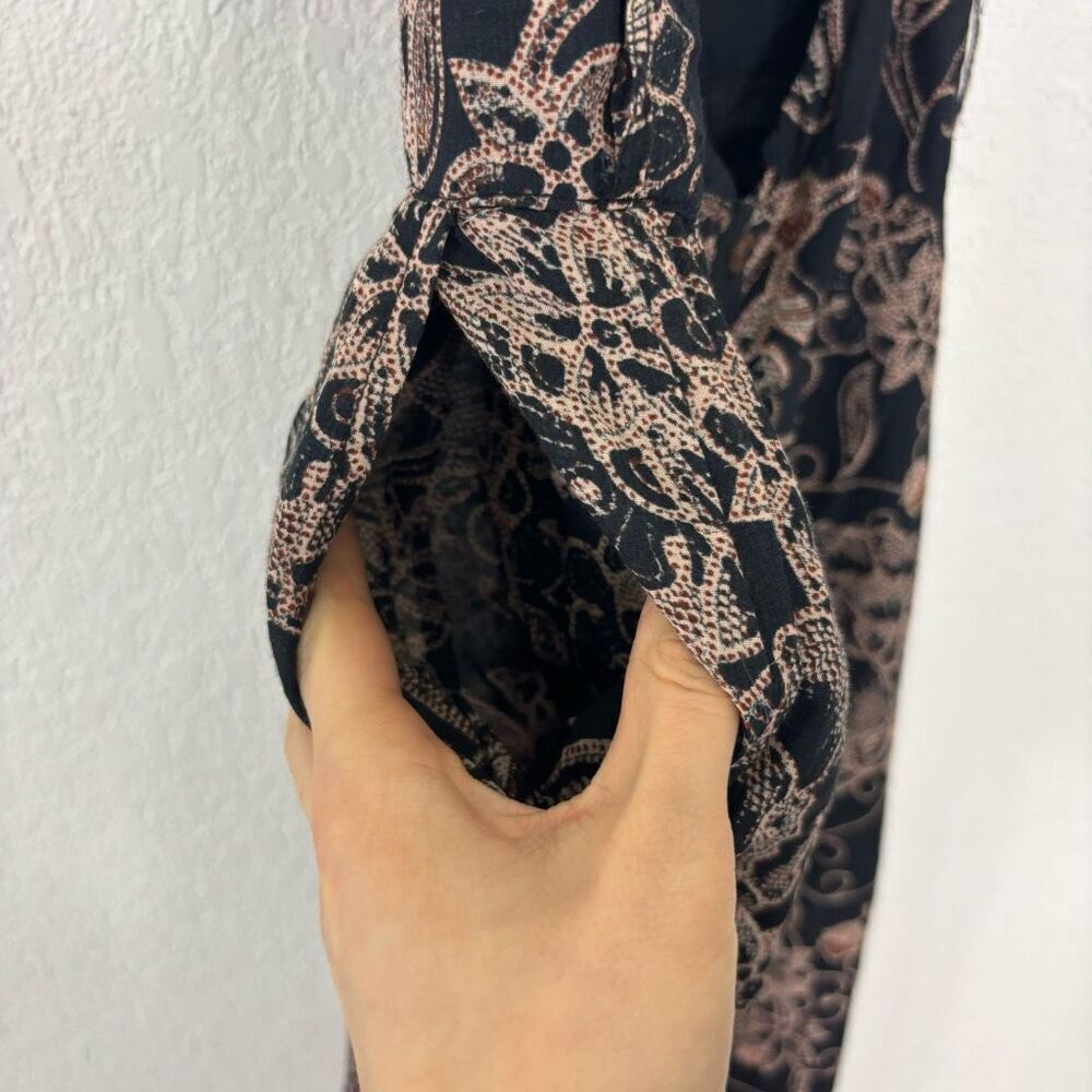 Free People Kissing Sunlight Halter Pants Jumpsuit Black w/ Brown Floral Medium - Picture 7 of 10